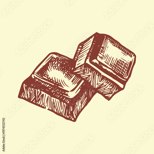 bar of chocolate. vector illustration in vintage sketch style