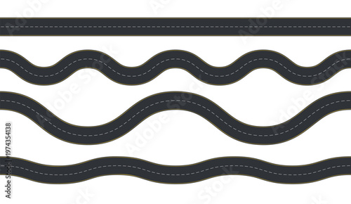 Fotografía Roads top view of wavy and straight seamless