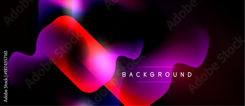 Abstract fluid shapes, vibrant colors blend. Dark background highlights dynamic composition, modern design element. Text reads background.