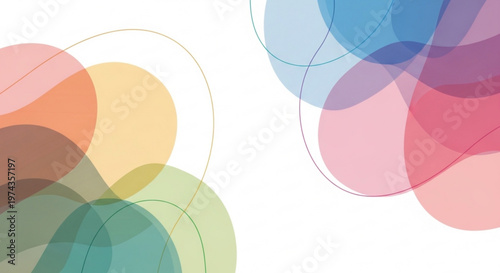 Vibrant colorful overlapping translucent circles on white background abstract design element for creative projects and presentations