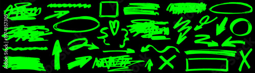 Dynamic arrow with marker in hand style, hand motion meets highlight, arrow and marker drive line, pen, draw, underline and check flow.