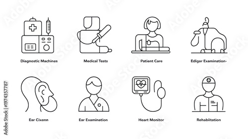 Medical service outline icon set healthcare line vector illustration