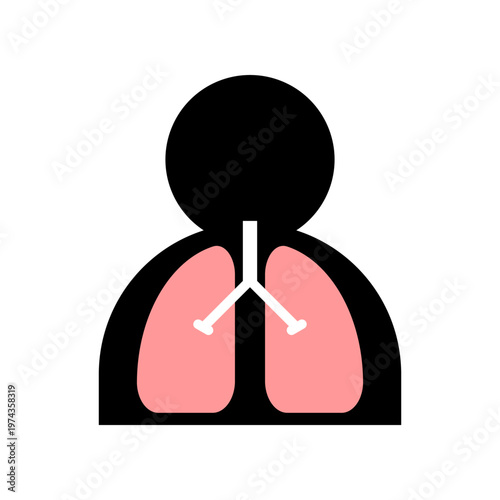 Human lung and trachea medical icon flat vector design