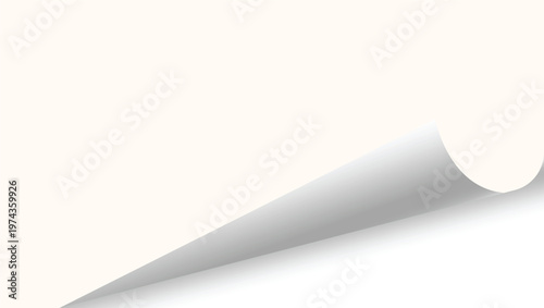 Curled corner cream paper with shadow vector graphic design.