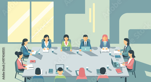 Diverse Group of Professionals Engaged in a Boardroom Meeting.