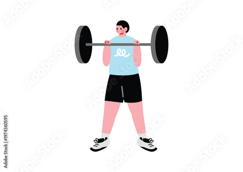 ダンベルを持ち上げる男性のイラスト