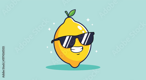 Cool Lemon Character Wearing Sunglasses.