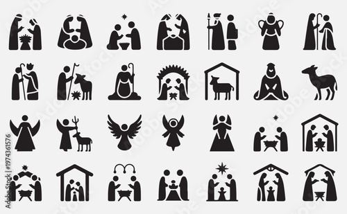  Collection of diverse family and home life icons in flat design isolated on transparent background