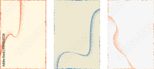 Abstract grain noise wave texture background with soft curved lines useful for posters, overlays. Minimal organic flow lines with subtle grainy texture. Fluid noised curves effect. Vector
