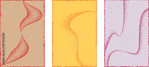 Abstract grain noise wave texture background with soft curved lines useful for posters, overlays. Minimal organic flow lines with subtle grainy texture. Fluid noised curves effect. Vector
