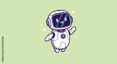 Cute Robot Waving Hand Cartoon Vector.