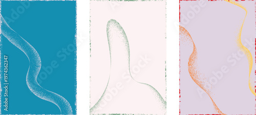 Abstract grain noise wave texture background with soft curved lines useful for posters, overlays. Minimal organic flow lines with subtle grainy texture. Fluid noised curves effect. Vector
