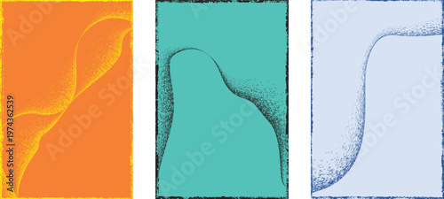 Abstract grain noise wave texture background with soft curved lines useful for posters, overlays. Minimal organic flow lines with subtle grainy texture. Fluid noised curves effect. Vector
