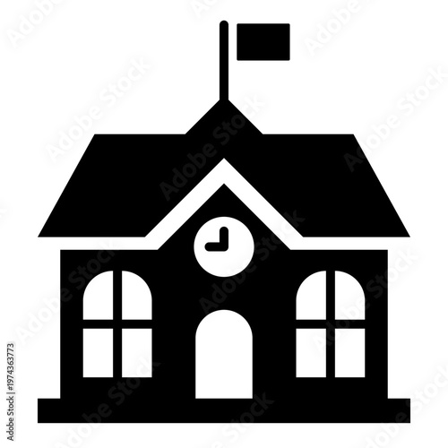 School Icon. Education Building and Learning Institution