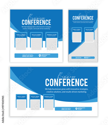 Modern Corporate Business Conference Social Media Post Template with Professional Webinar Banner, Story, and Thumbnail Design