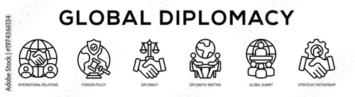 Global Diplomacy web banner illustration concept