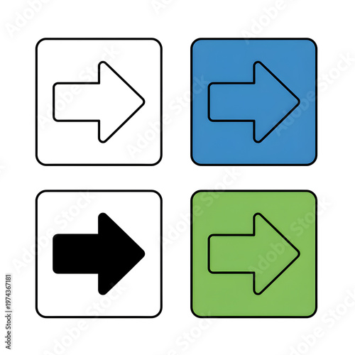 arrow icons, right pointing arrows, direction symbols, navigation buttons