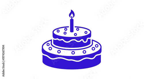 Birthday cake with one candle on top.