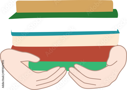 hand holding a stack of books