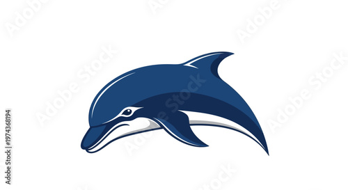 Blue Dolphin Swimming In Ocean Water.