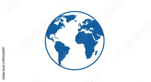 Blue Globe Earth Planet Icon.