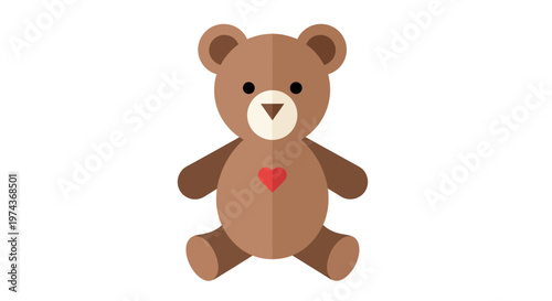 Brown Teddy Bear with Red Heart.