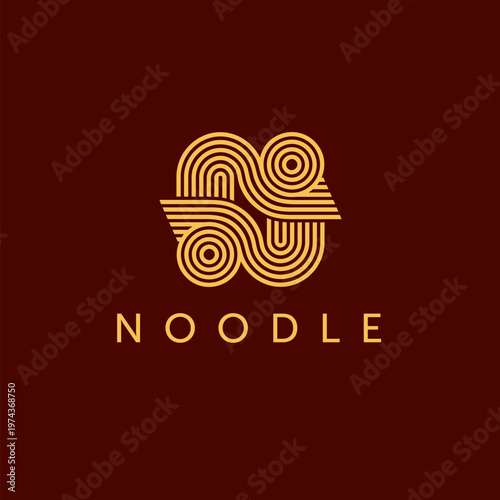 Vector logo design template. Noodles icon. Letter N.