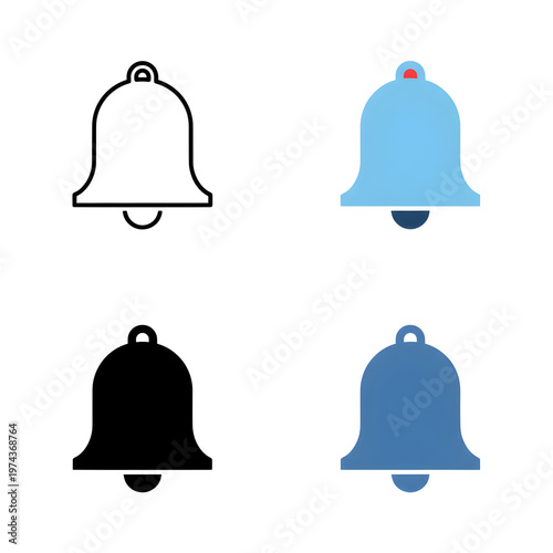 Bell icons, notification symbols, colorful bells, alert signs