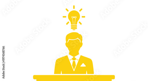 Businessman with a light bulb idea above his head