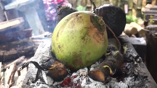 Wallpaper Mural Charcoal-roasted coconut preparation commonly consumed to maintain fitness and wellness. Torontodigital.ca