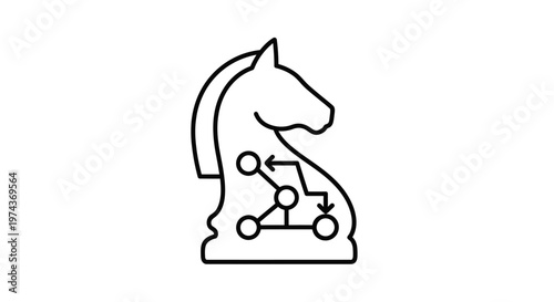 Chess Knight Piece With Molecular Structure.