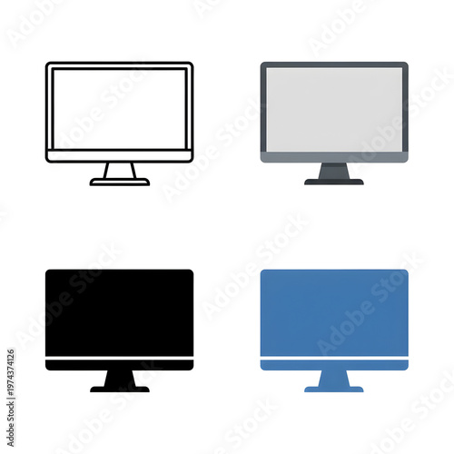 Computer monitors, monitor icons, screen symbols, display signs, tech graphics