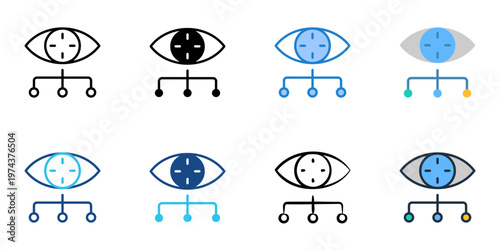 Observational method icons set multiple style collection. Editable stroke 
