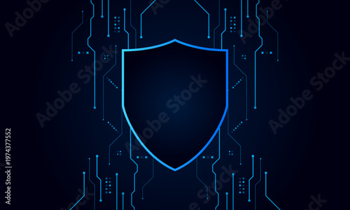 Cyber security technology concept , Shield With Keyhole icon , personal data , vector illustration.	
