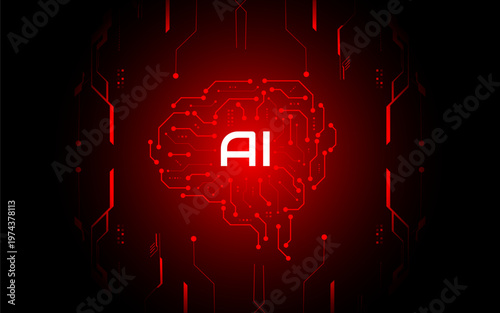 Artificial Intelligence ,AI chipset on circuit board, futuristic Technology Concept	
