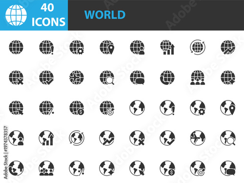 set of world icons, global, international, travel