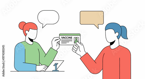 Healthcare conversation on vaccine verification in modern flat design