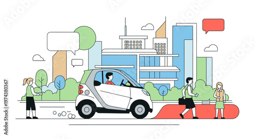 Urban mobility and communication in modern cityscape