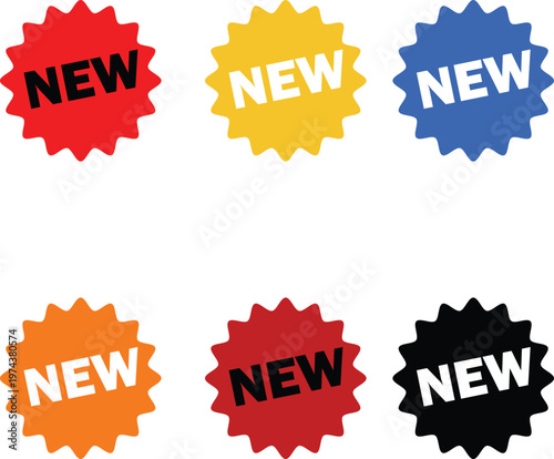 A collection of red vector sale labels and new arrival tags for marketing and retail promotions