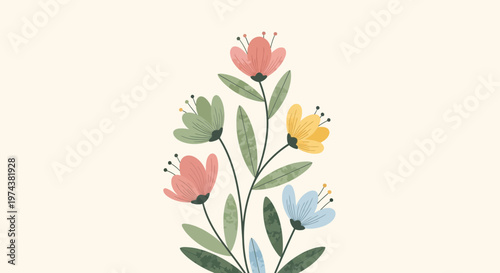 Delicate Watercolor Floral Arrangement with Soft Hues.