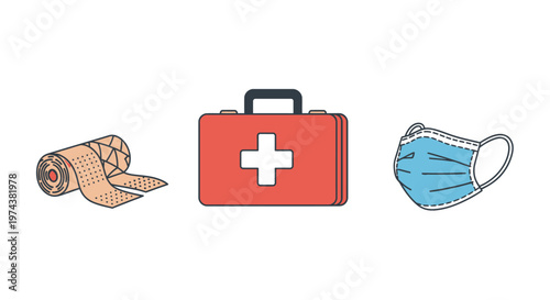 First aid kit and medical supplies.