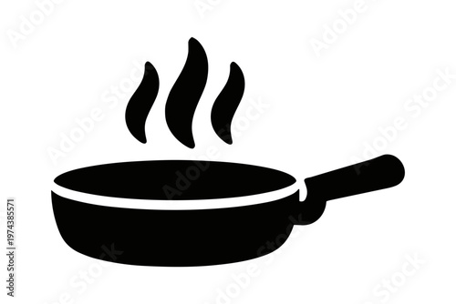 Cooking pan kitchen utensil icon solid black icon vector illustration