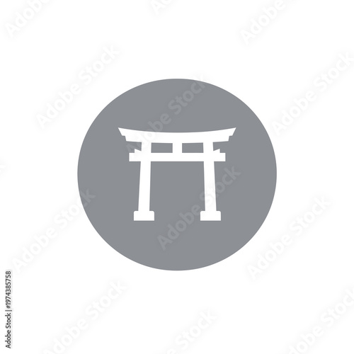 Vector of a traditional japanese torii gate in a circular shape.