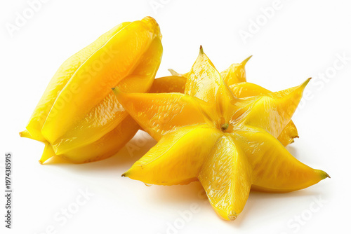 Star fruits on a white background, photographed in high definition. Photos for supermarket posters