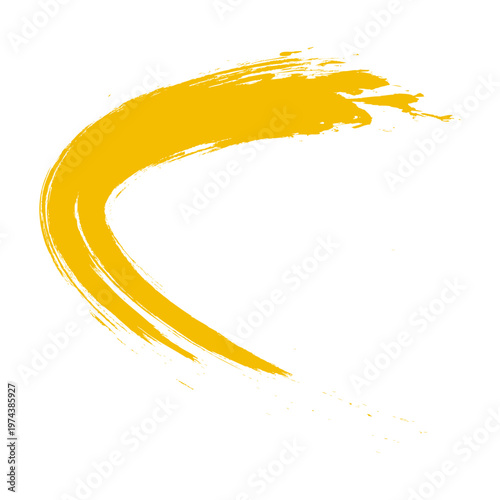 Abstract yellow crescent brush stroke