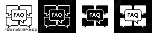 Faq Icon In Flat Version On Black And White Background 