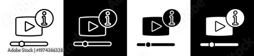Video Tutorial Icon In Flat Version On Black And White Background 