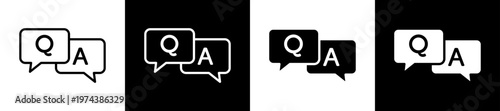 Qa Icon In Flat Version On Black And White Background 