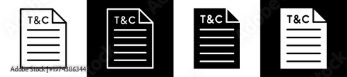Terms & Conditions Icon In Flat Version On Black And White Background 