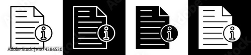 File Info Icon In Flat Version On Black And White Background 